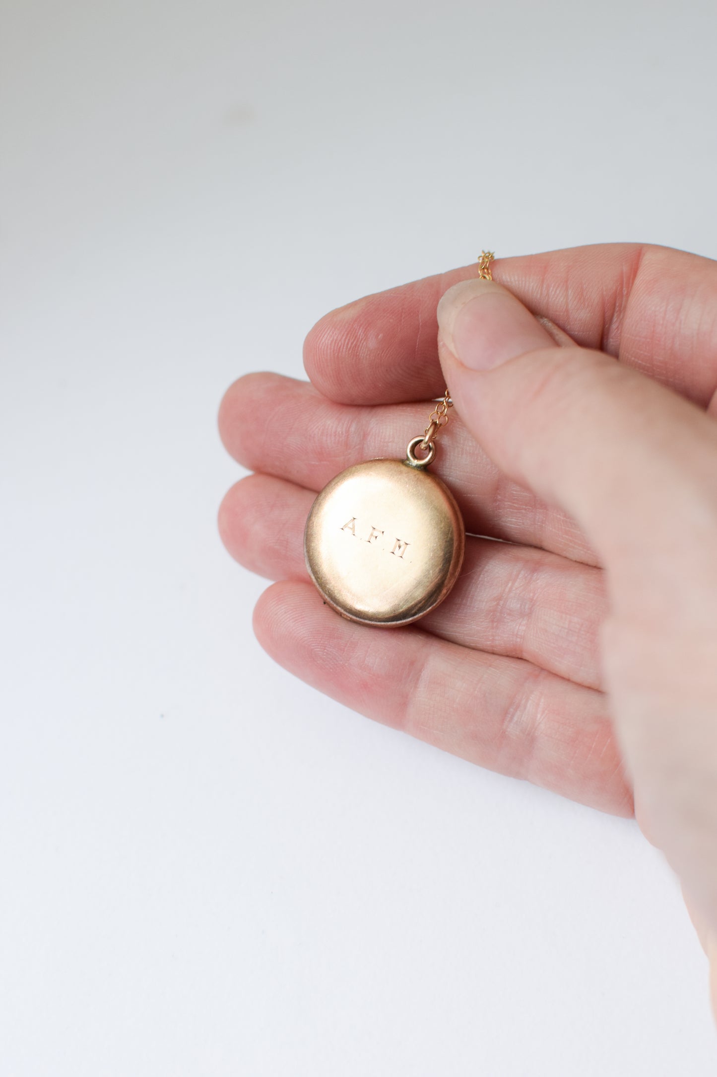 Victorian 1/4 Gold Round Locket | Initials H and AFM