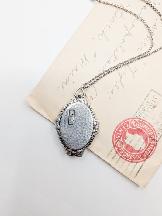 Antique Art Deco Hammered Silver Locket
