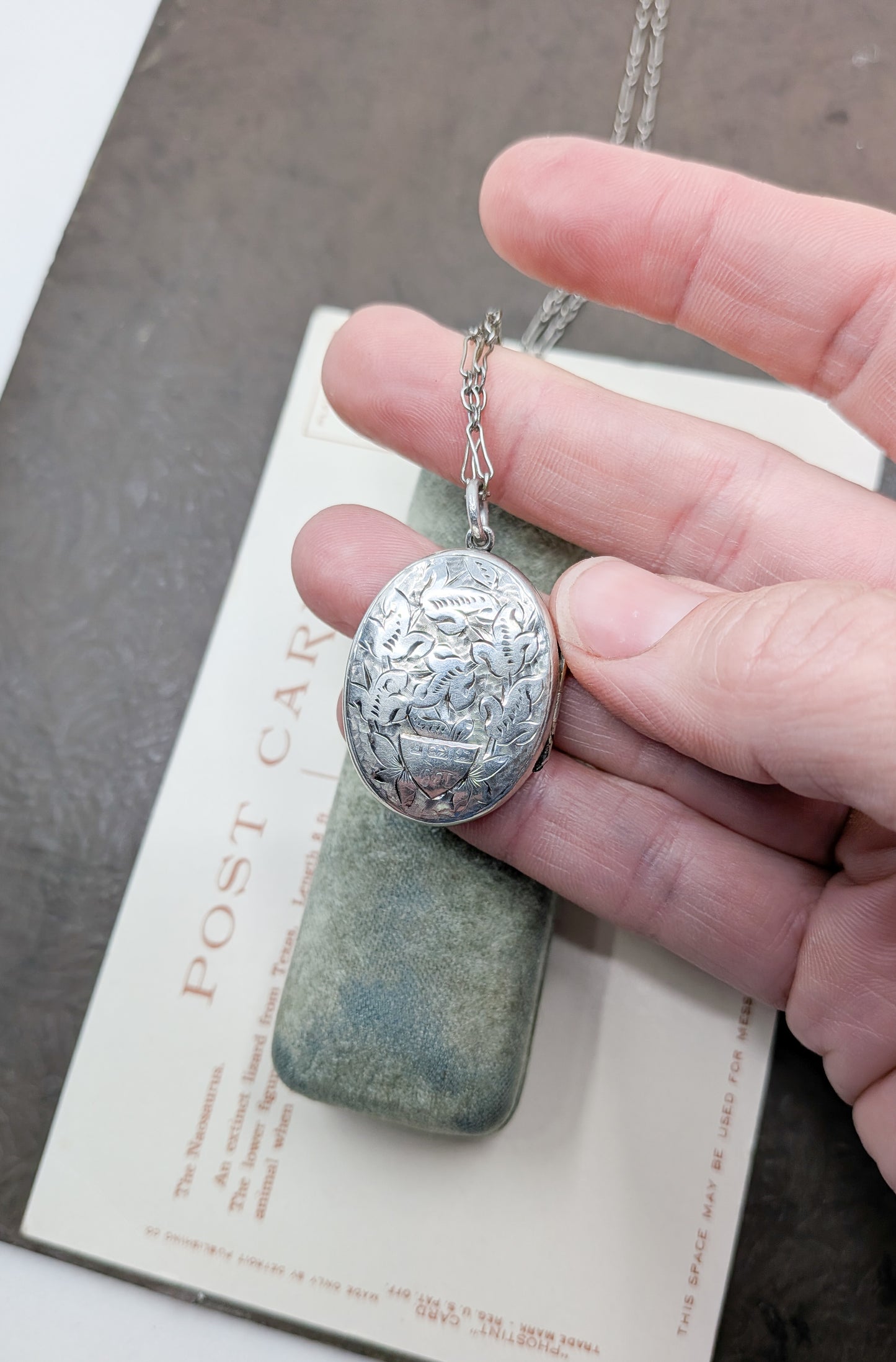 Antique Victorian Silver Leaf-Etched Locket