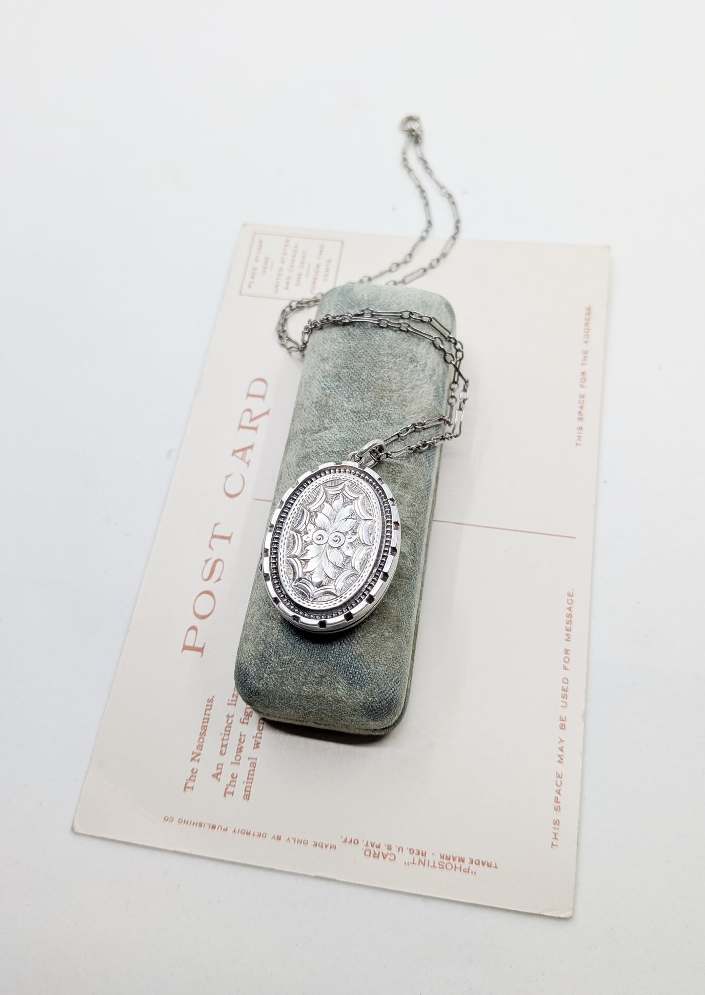 Antique Victorian Silver Leaf-Etched Locket