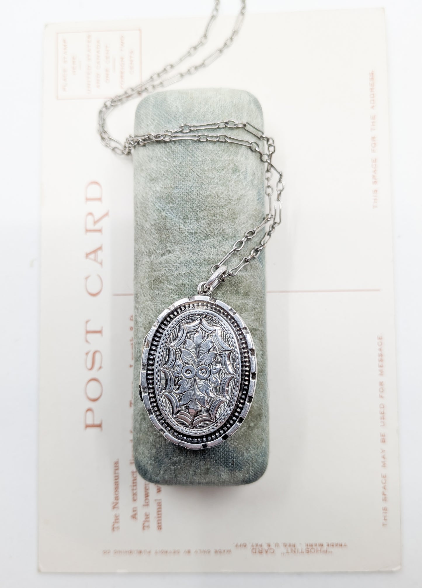 Antique Victorian Silver Leaf-Etched Locket