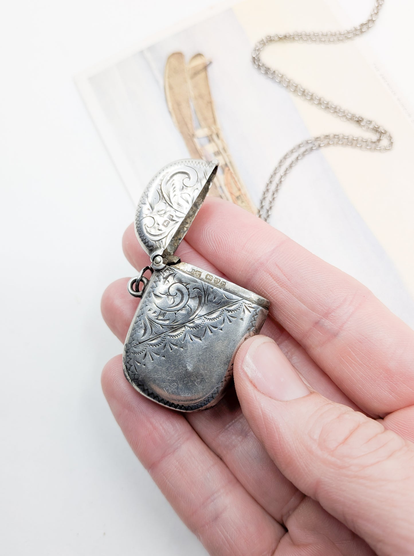 Antique 1903 Sterling Silver Vesta Pendant