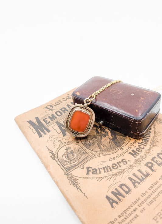 Antique Tiger's Eye and Carnelian Locket Fob
