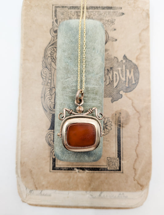 Antique Carnelian and Tiger's Eye Spinner Fob