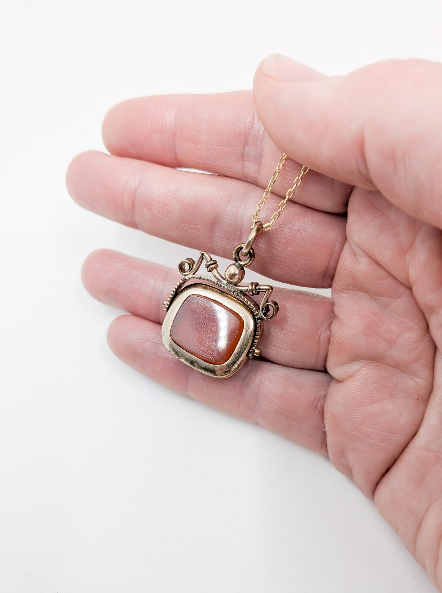 Antique Carnelian and Tiger's Eye Spinner Fob