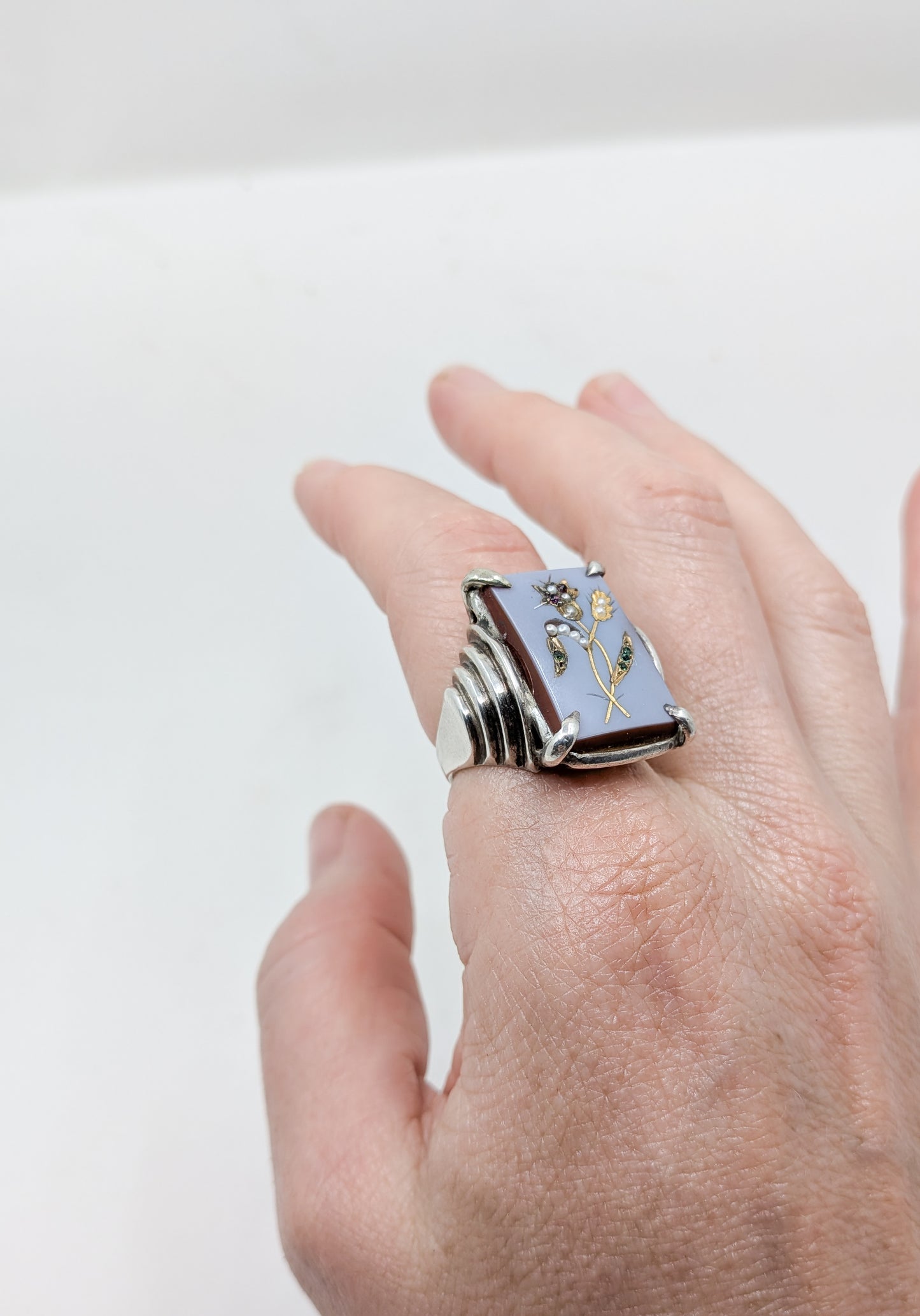 Large Antique Inlaid Intaglio Ring