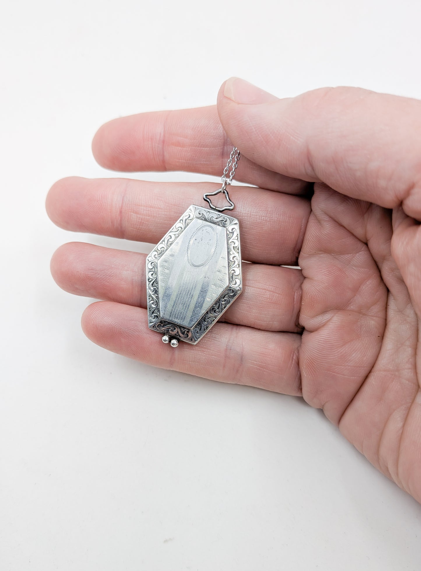 Vintage Art Deco Hexagonal Silver Locket