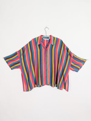 90s Express Boxy Striped Silk Blouse | S-L