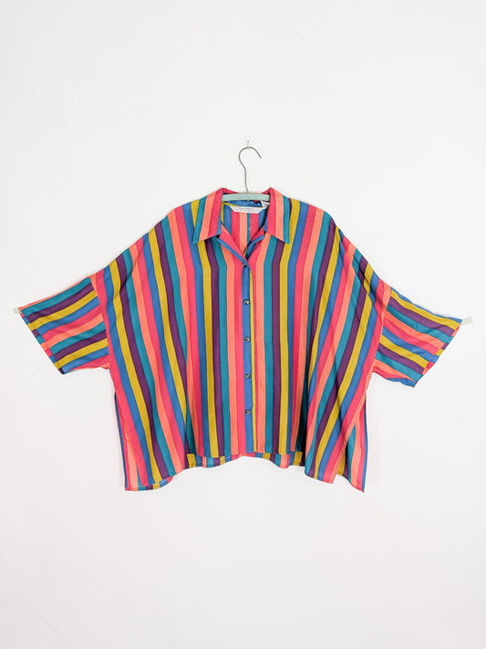 90s Express Boxy Striped Silk Blouse | S-L