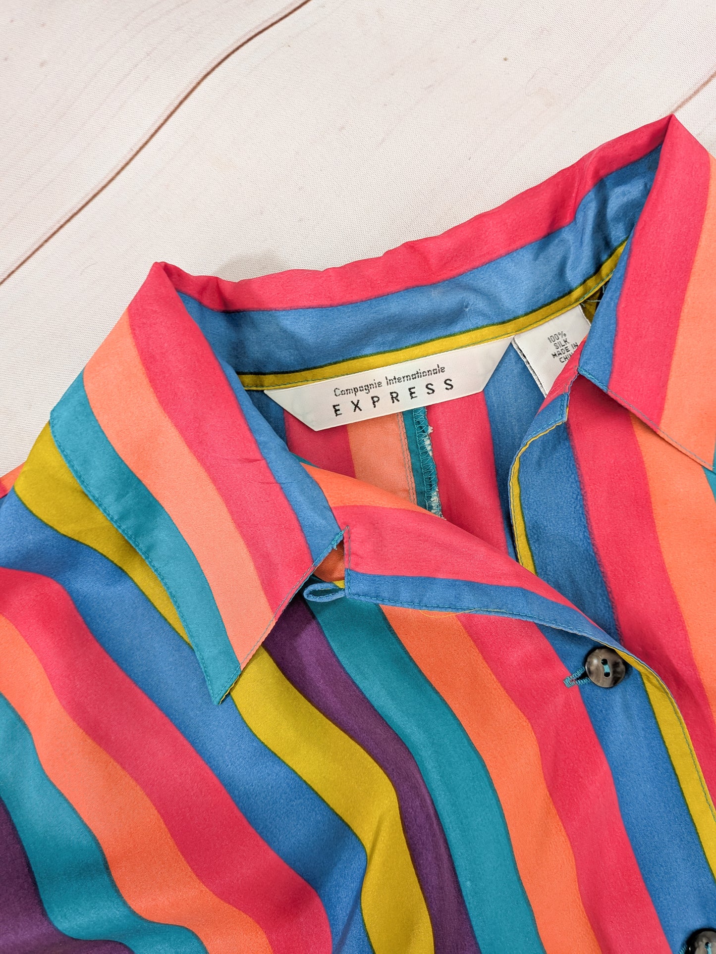 90s Express Boxy Striped Silk Blouse | S-L