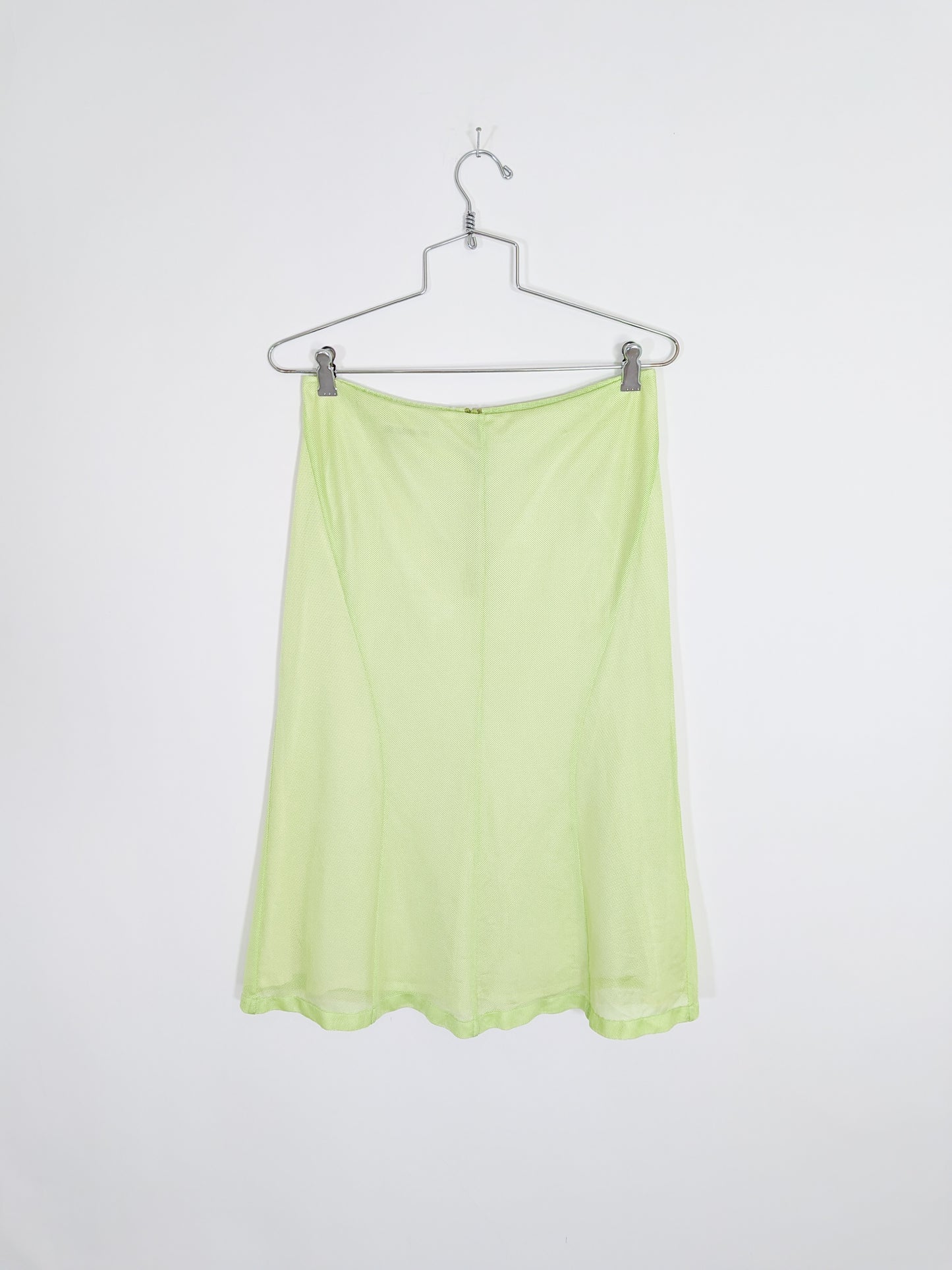 Vintage Neon Green Mesh Skirt by Jil Sander | S