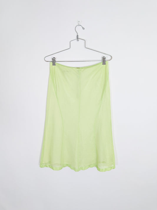 Vintage Neon Green Mesh Skirt by Jil Sander | S