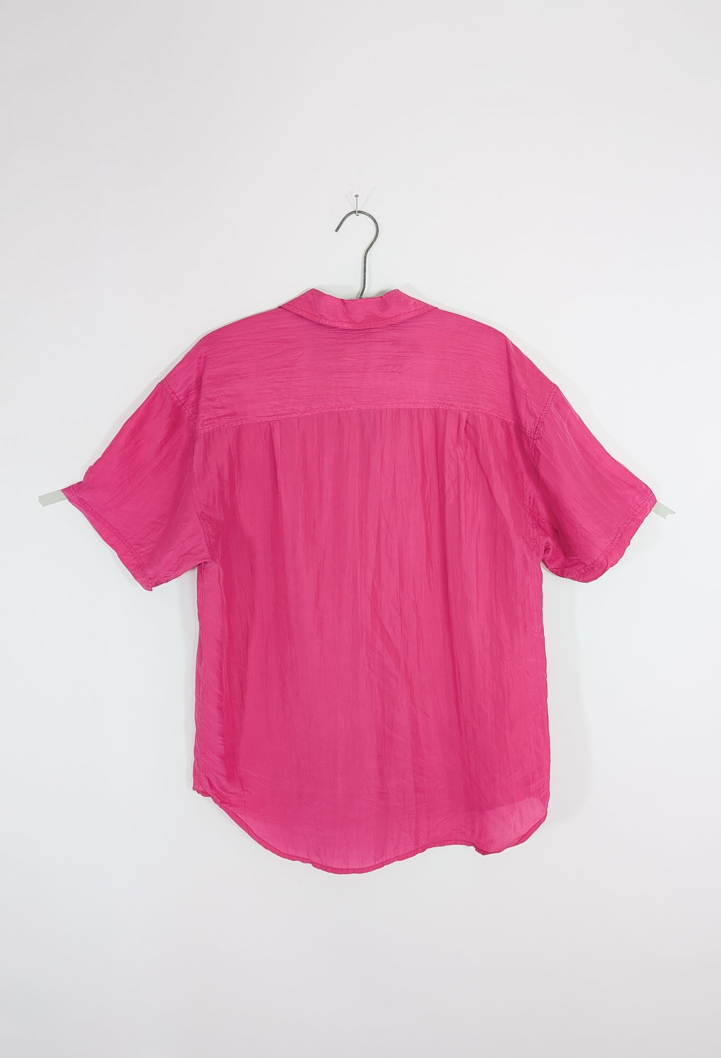 90s Hot Pink Silk Button Up Top | M