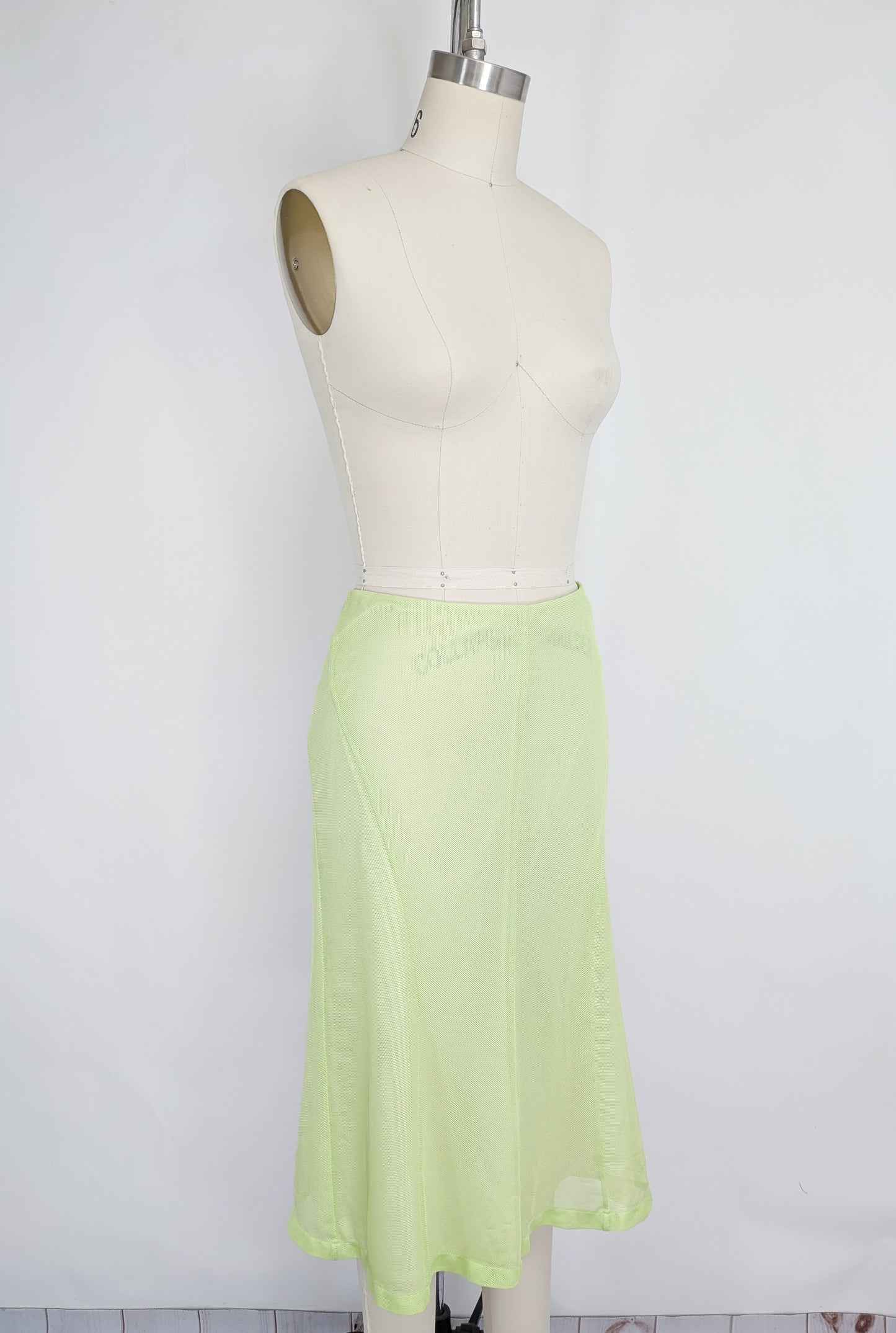 Vintage Neon Green Mesh Skirt by Jil Sander | S