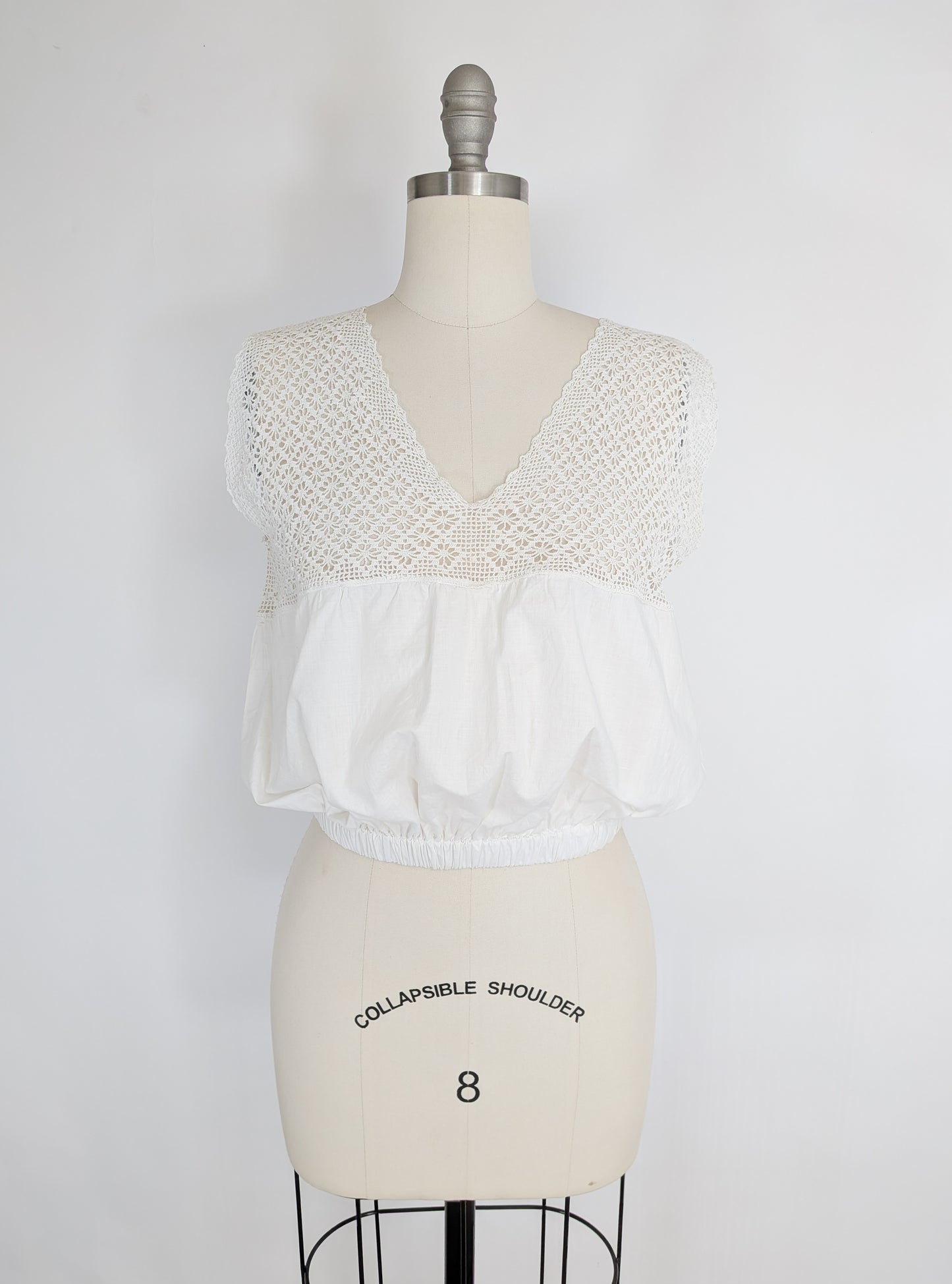 Antique Edwardian Crochet and Cotton Blouse | S/M
