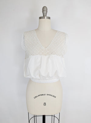 Antique Edwardian Crochet and Cotton Blouse | S/M