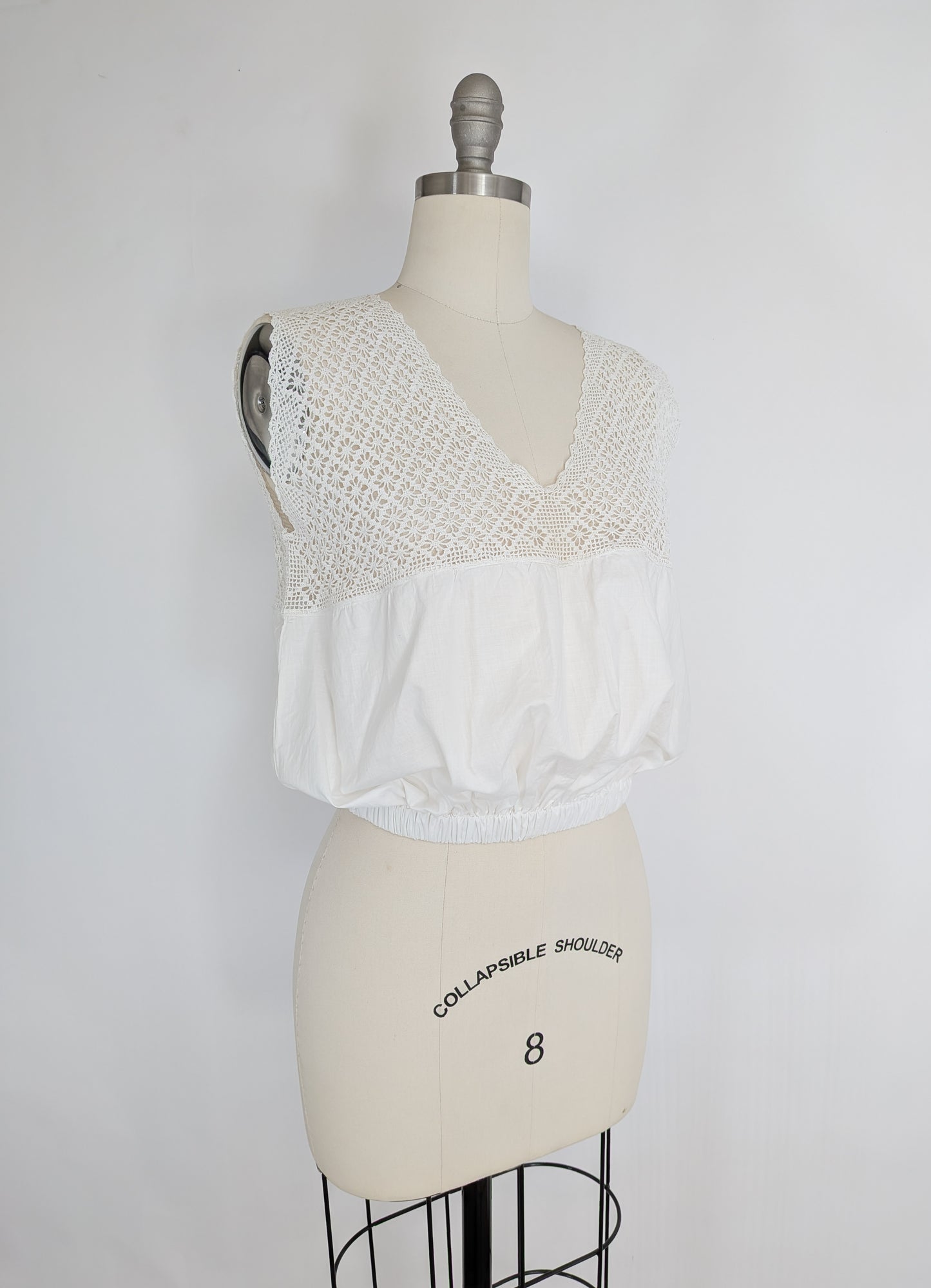 Antique Edwardian Crochet and Cotton Blouse | S/M