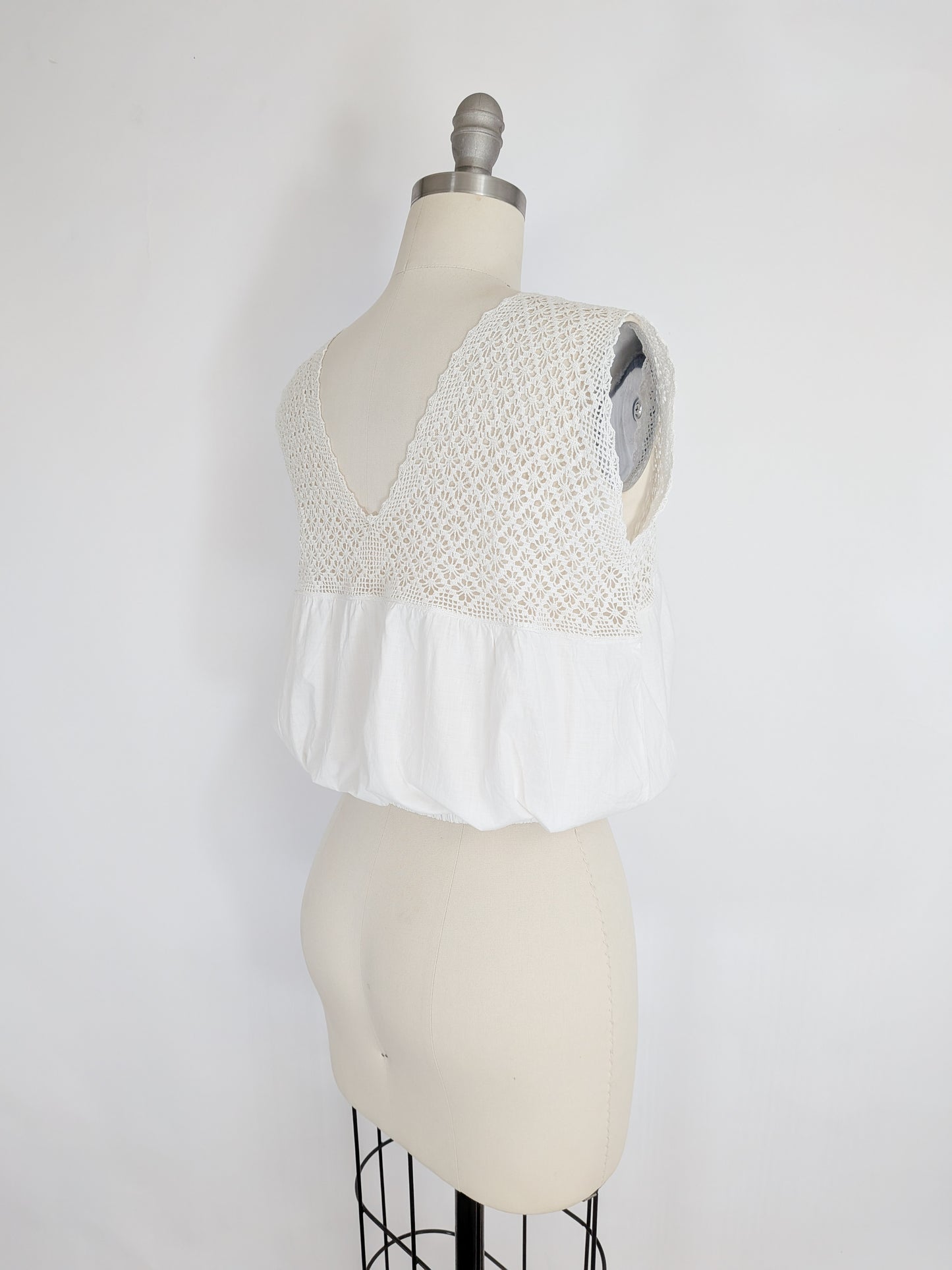 Antique Edwardian Crochet and Cotton Blouse | S/M