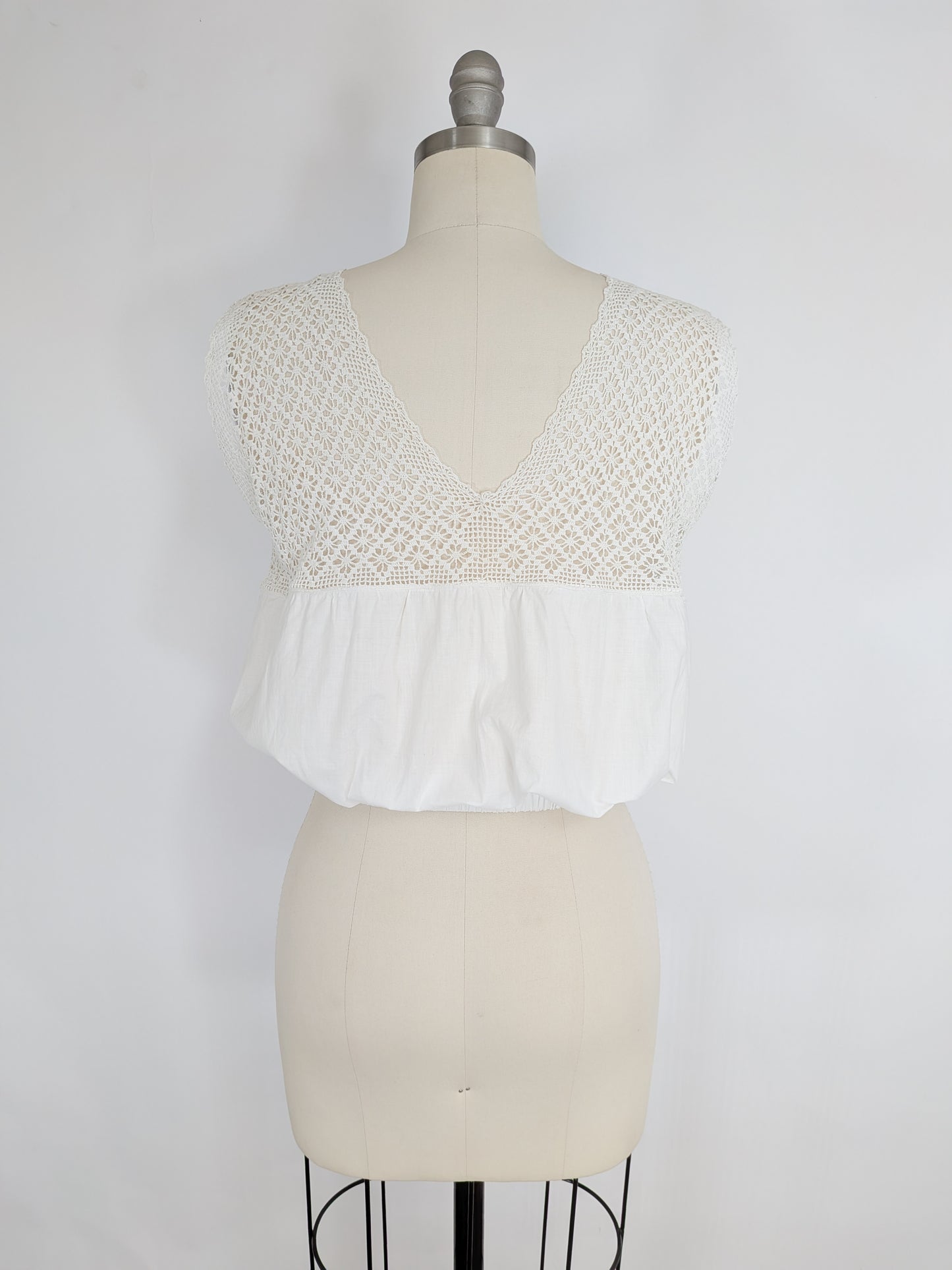Antique Edwardian Crochet and Cotton Blouse | S/M