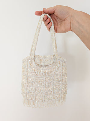 1960s Pearlescent Beaded Handbag