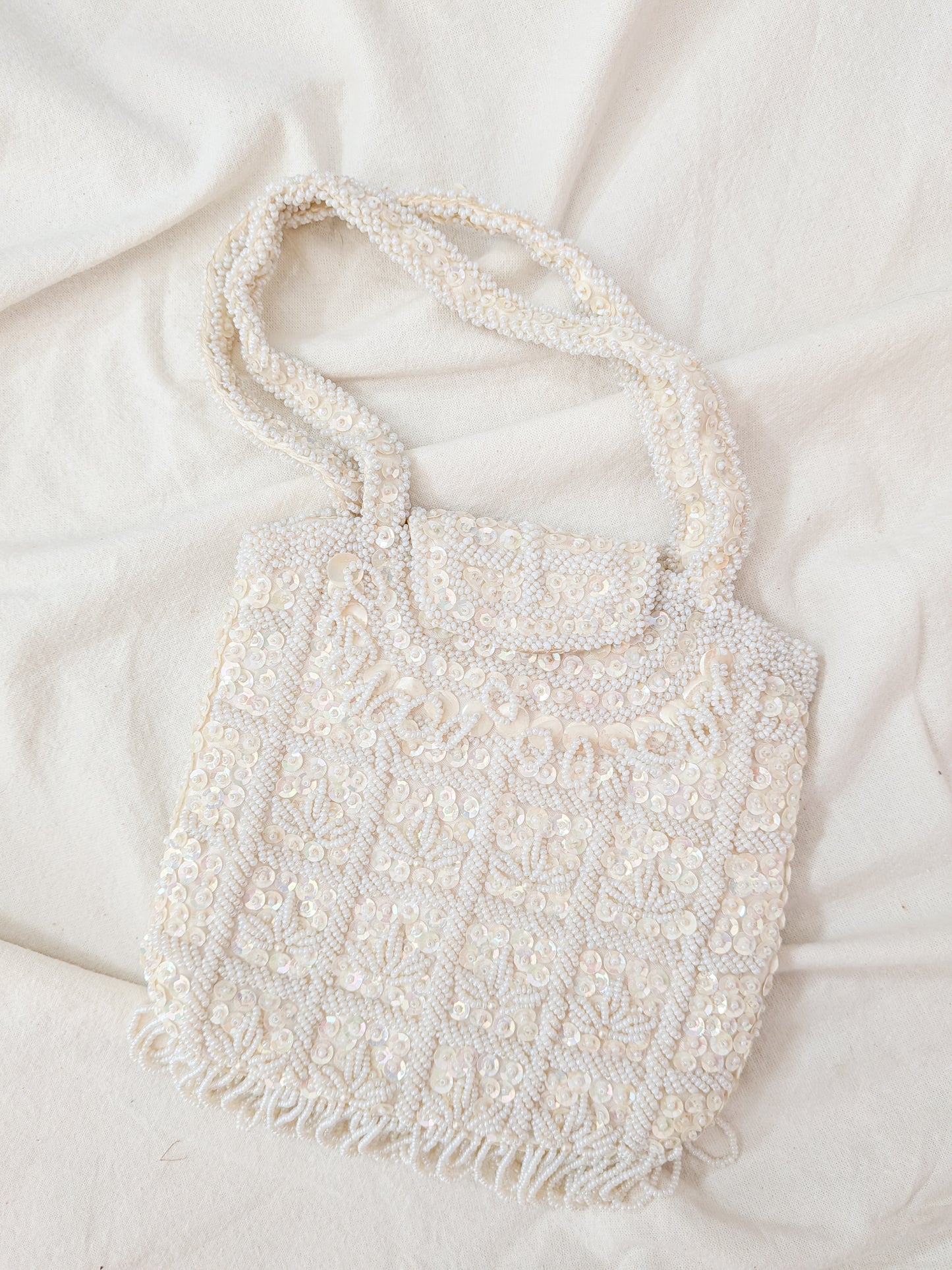 1960s Pearlescent Beaded Handbag