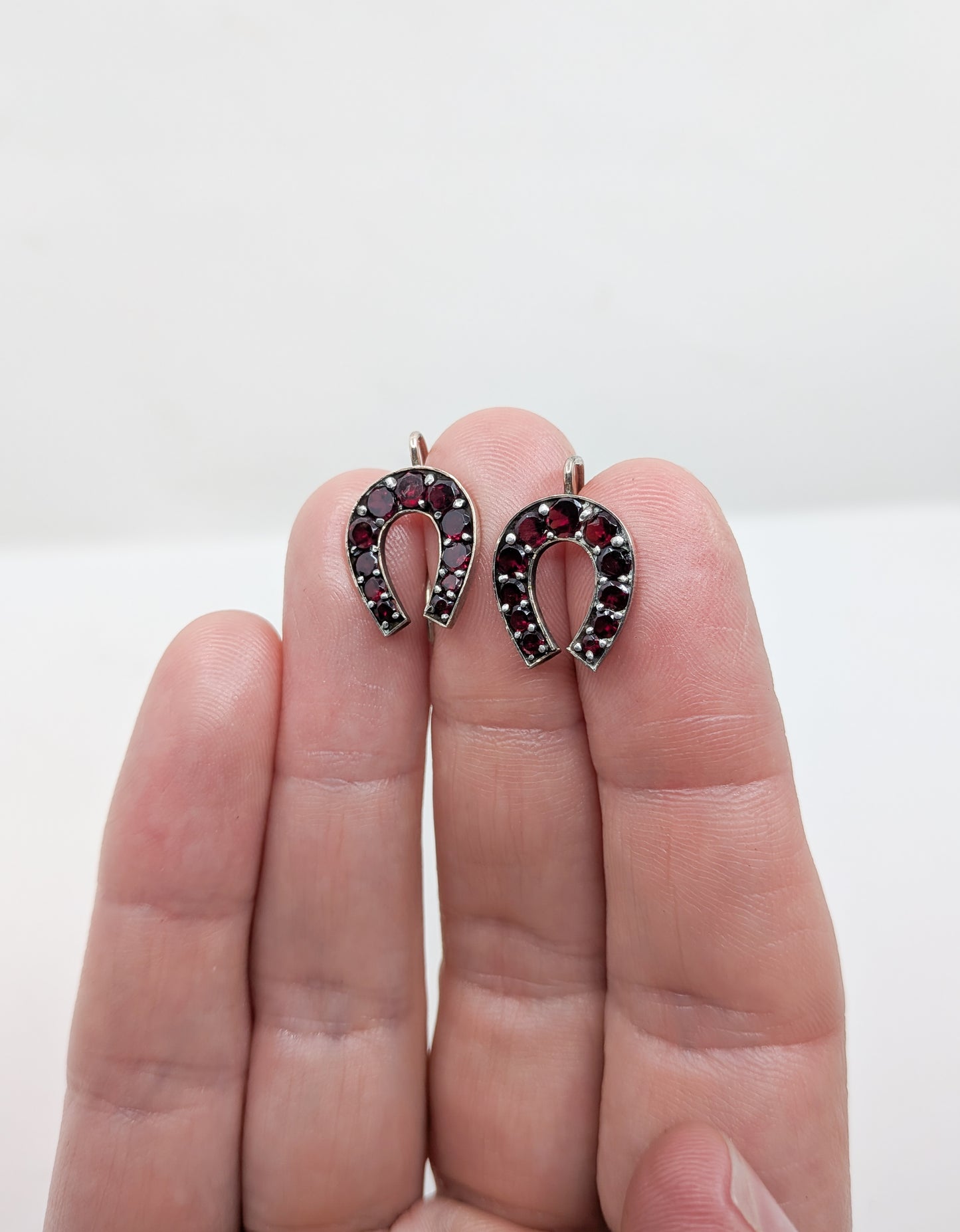 Antique Gilt and Garnet Horseshoe Earrings