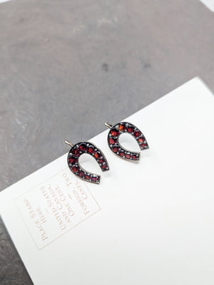 Antique Gilt and Garnet Horseshoe Earrings
