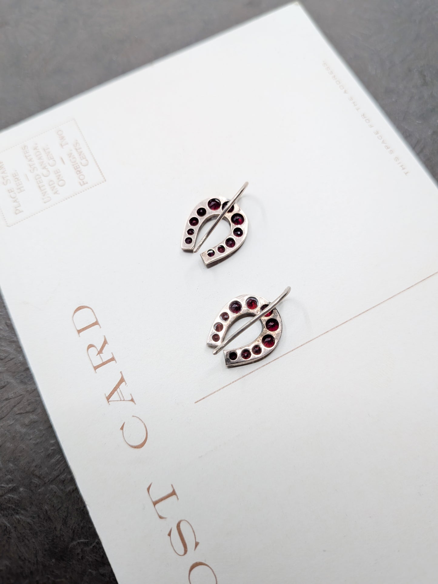 Antique Gilt and Garnet Horseshoe Earrings
