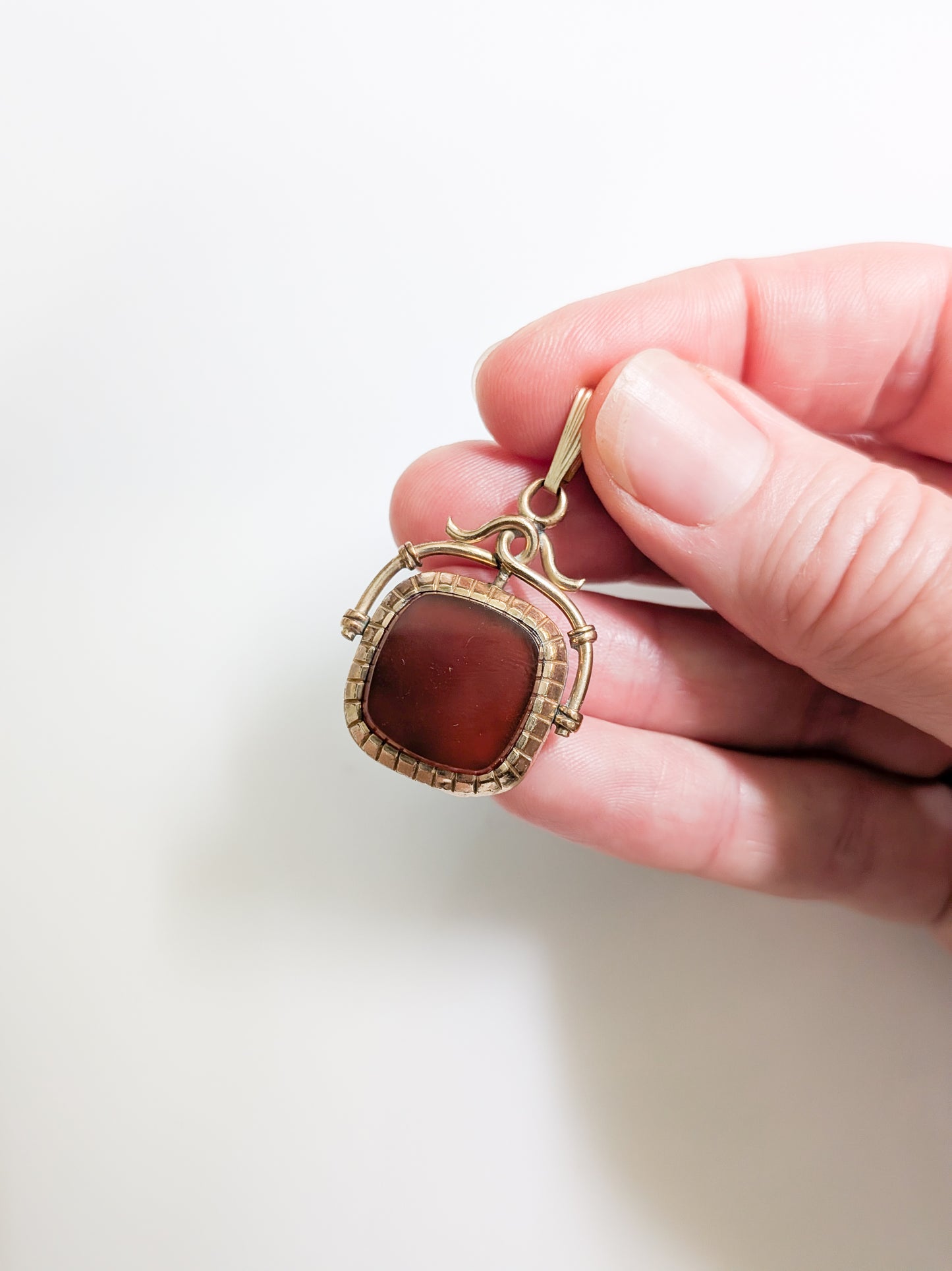 Antique Victorian Carnelian and Onyx Fob Pendant