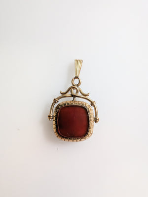 Antique Victorian Carnelian and Onyx Fob Pendant