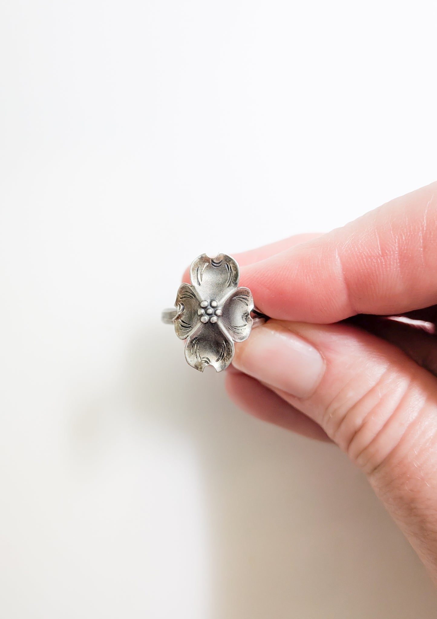Vintage Sterling Stuart Nye Dogwood Ring | Adjustable