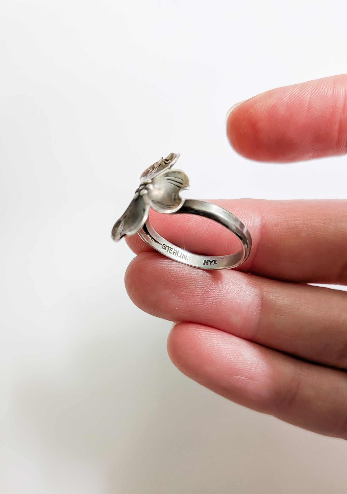 Vintage Sterling Stuart Nye Dogwood Ring | Adjustable