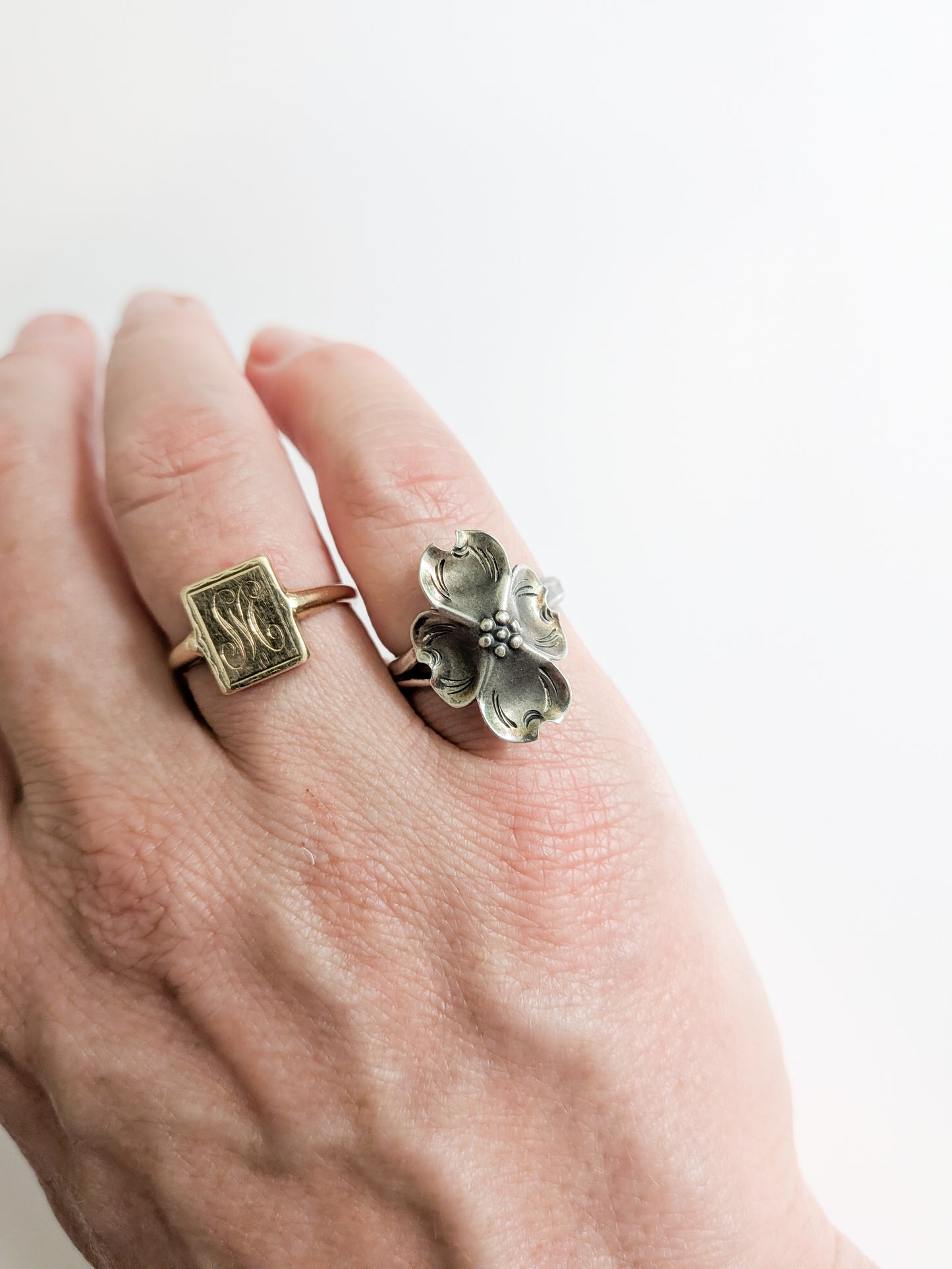 Vintage Sterling Stuart Nye Dogwood Ring | Adjustable