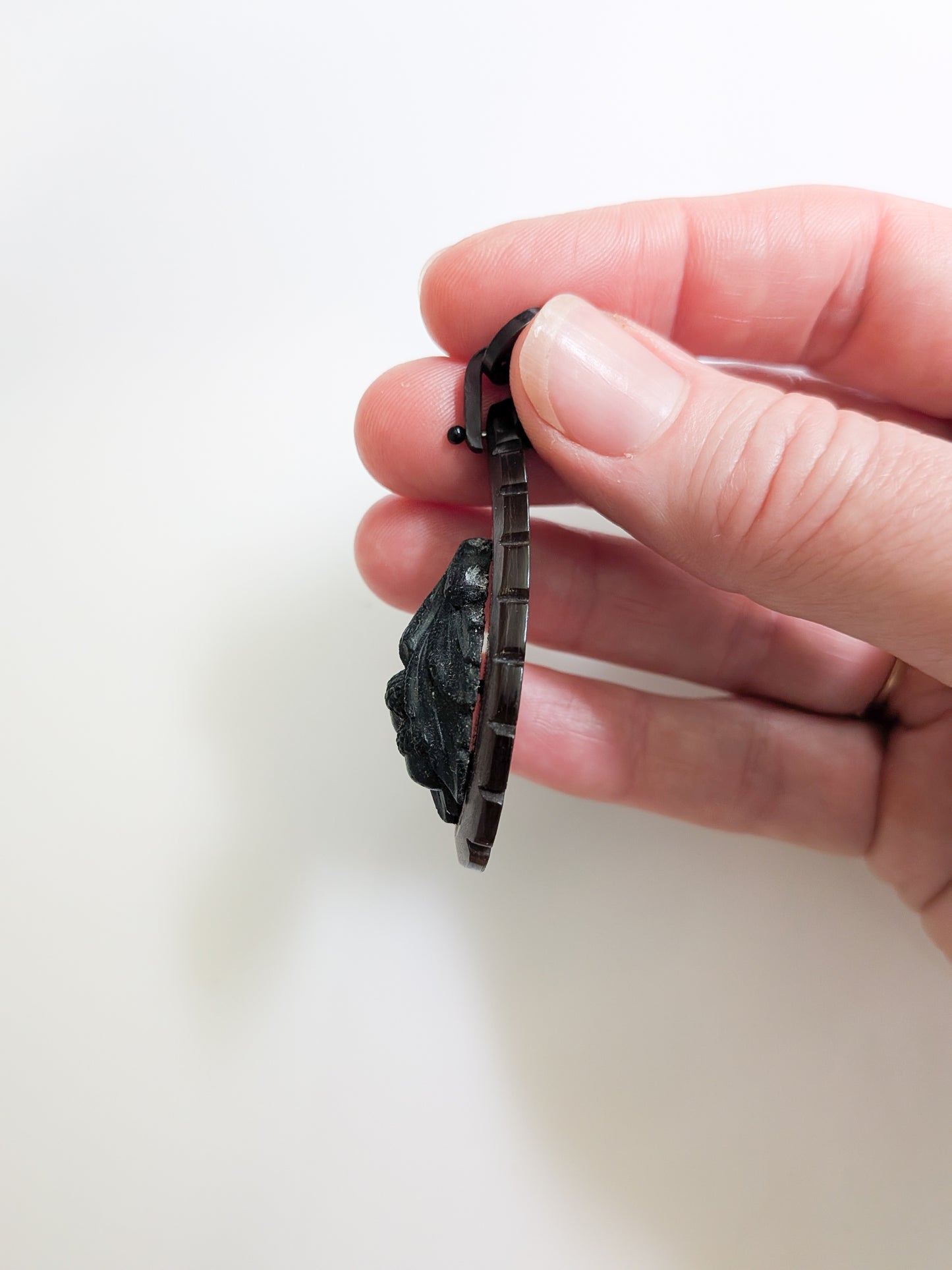 Antique Victorian Gutta Percha and Horn Pendant