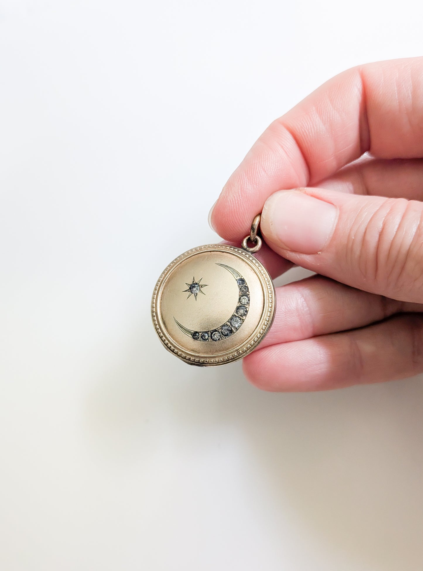 Antique Goldfill Crescent Moon Locket