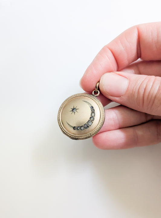Antique Goldfill Crescent Moon Locket