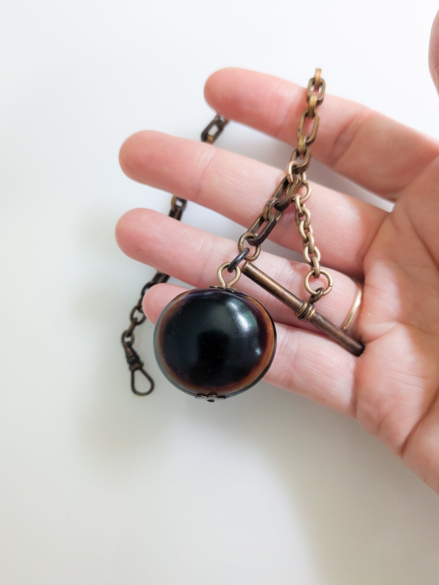 Antique Victorian Nut Fob and Chain