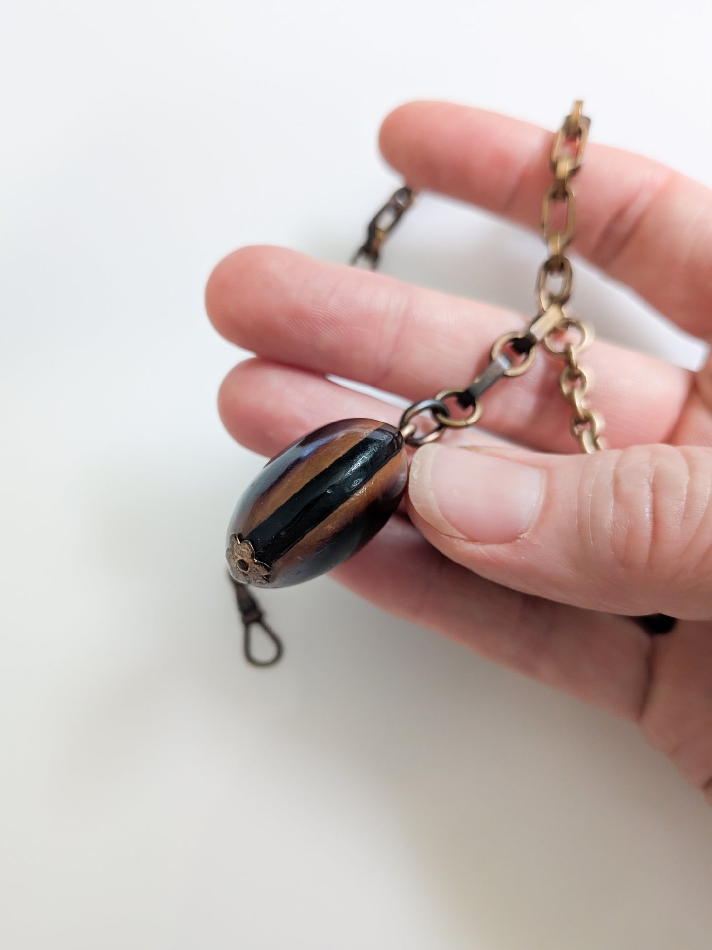 Antique Victorian Nut Fob and Chain