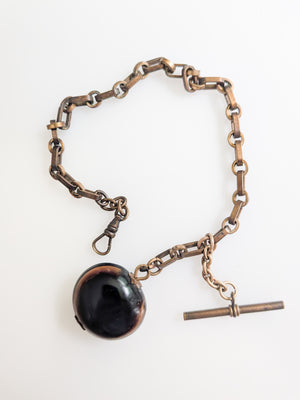 Antique Victorian Nut Fob and Chain