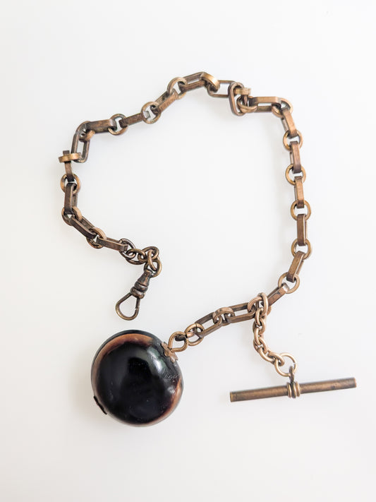 Antique Victorian Nut Fob and Chain