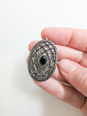Vintage German Sterling Silver and Marchasite Pendant