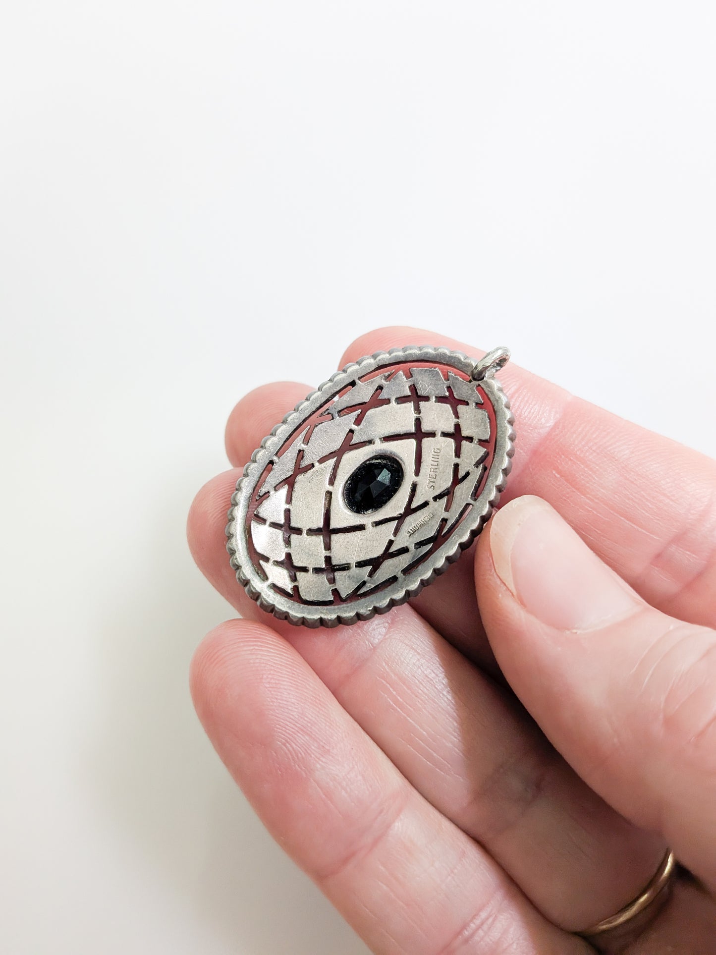 Vintage German Sterling Silver and Marchasite Pendant