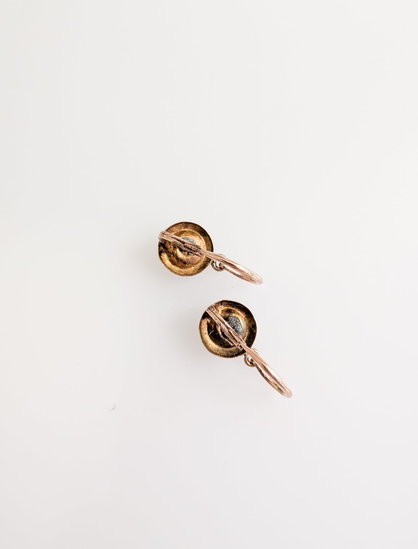 Antique 10kt Gold Flower Dormeuse Earrings