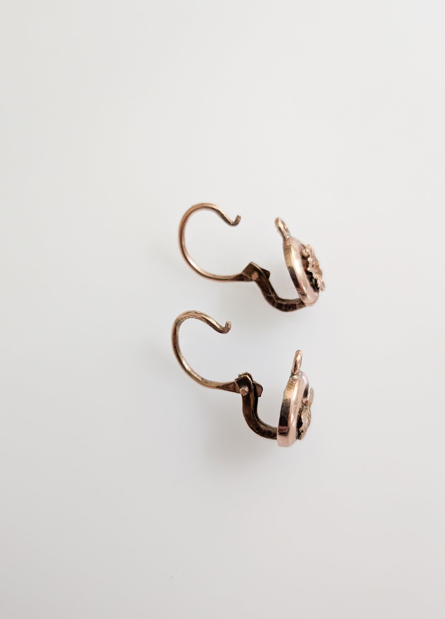 Antique 10kt Gold Flower Dormeuse Earrings