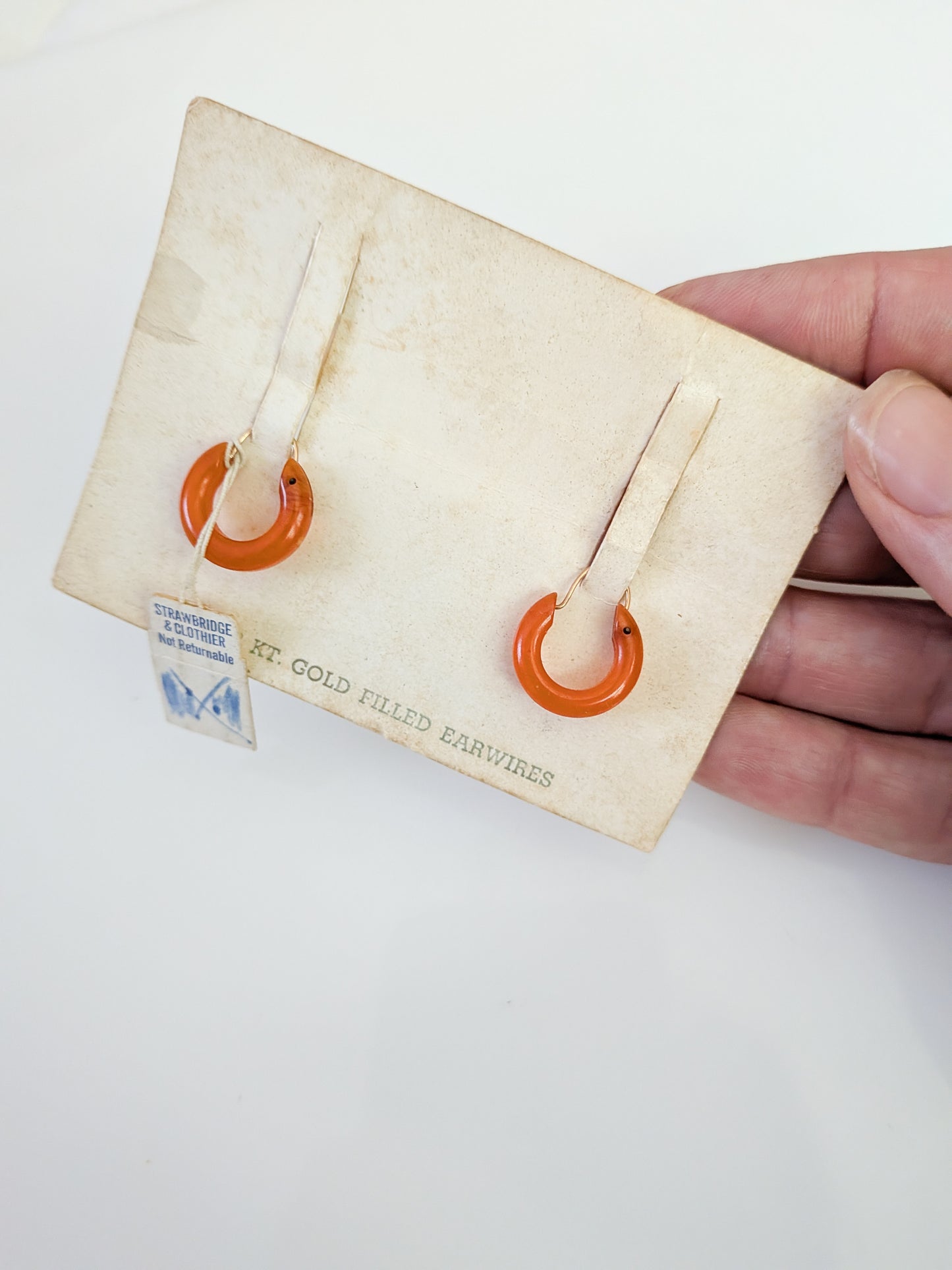 Vintage Bakelite (?) and Goldfill Hoop Earrings