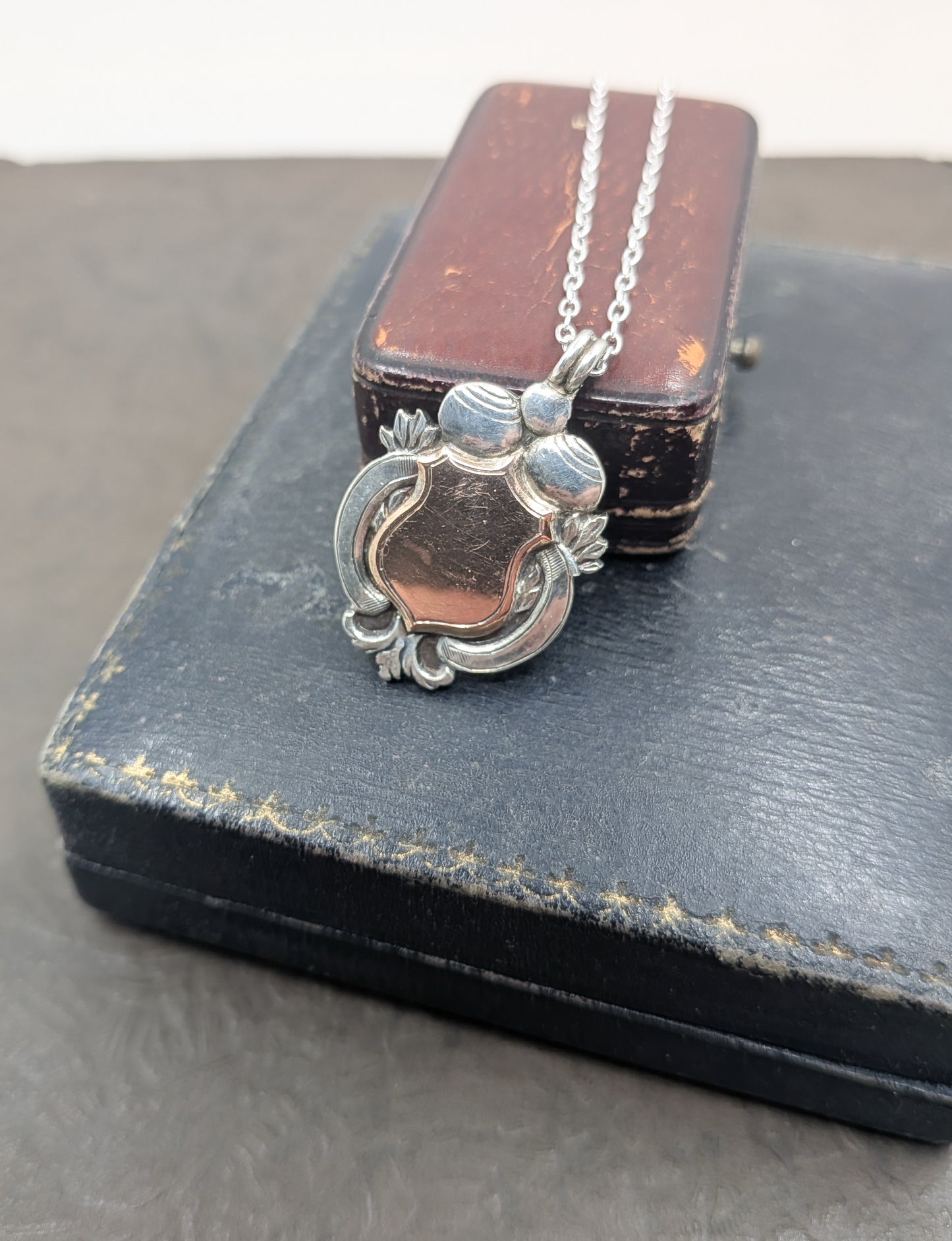 Vintage Sterling Silver and Rose Gold Fob Pendant | 1901-2