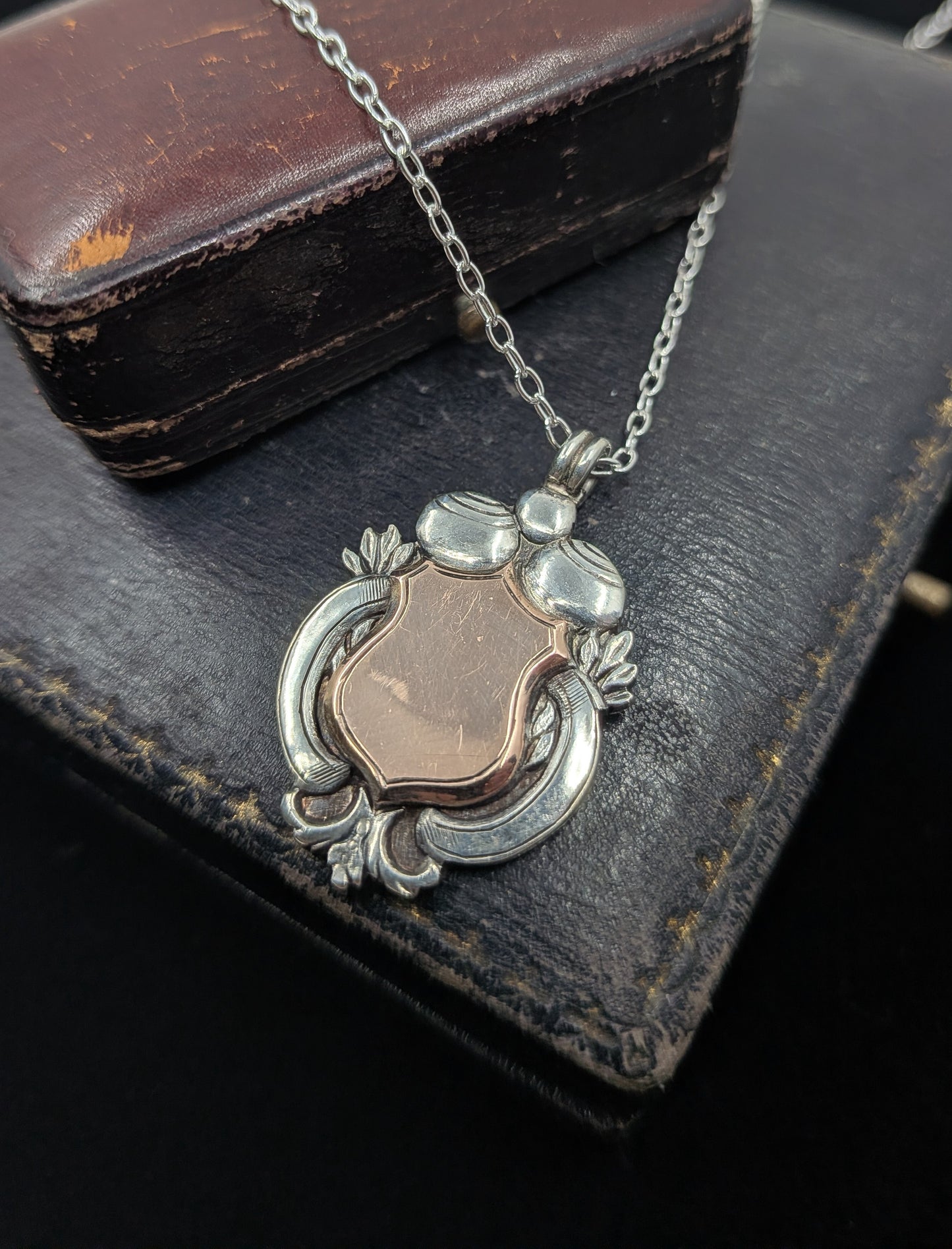 Vintage Sterling Silver and Rose Gold Fob Pendant | 1901-2