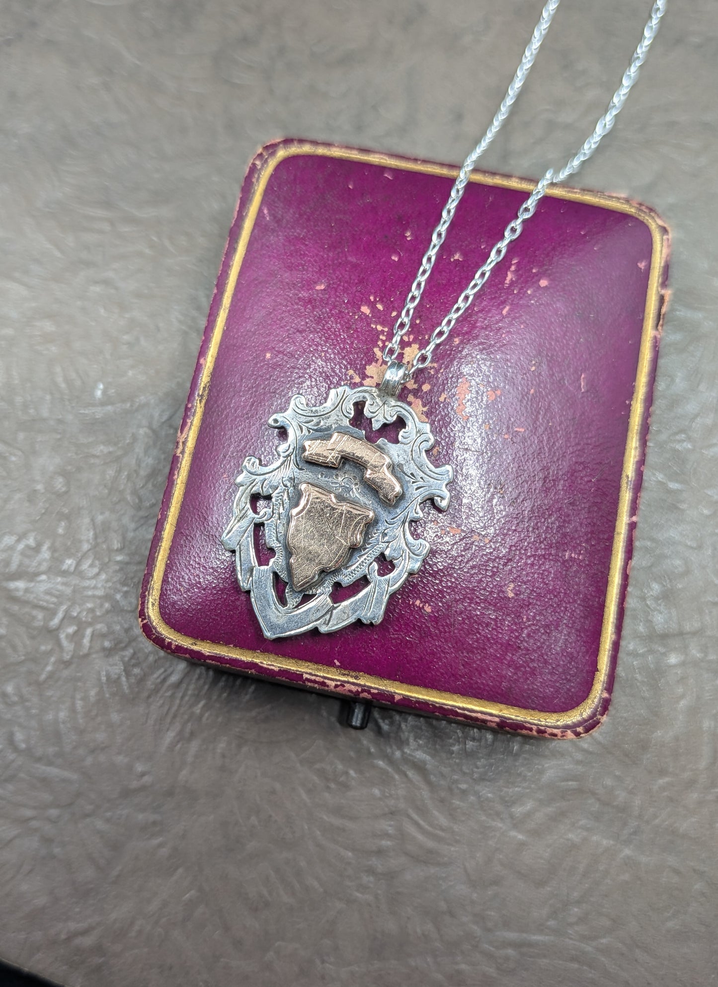 Antique Sterling Silver and Gold Fob Pendant