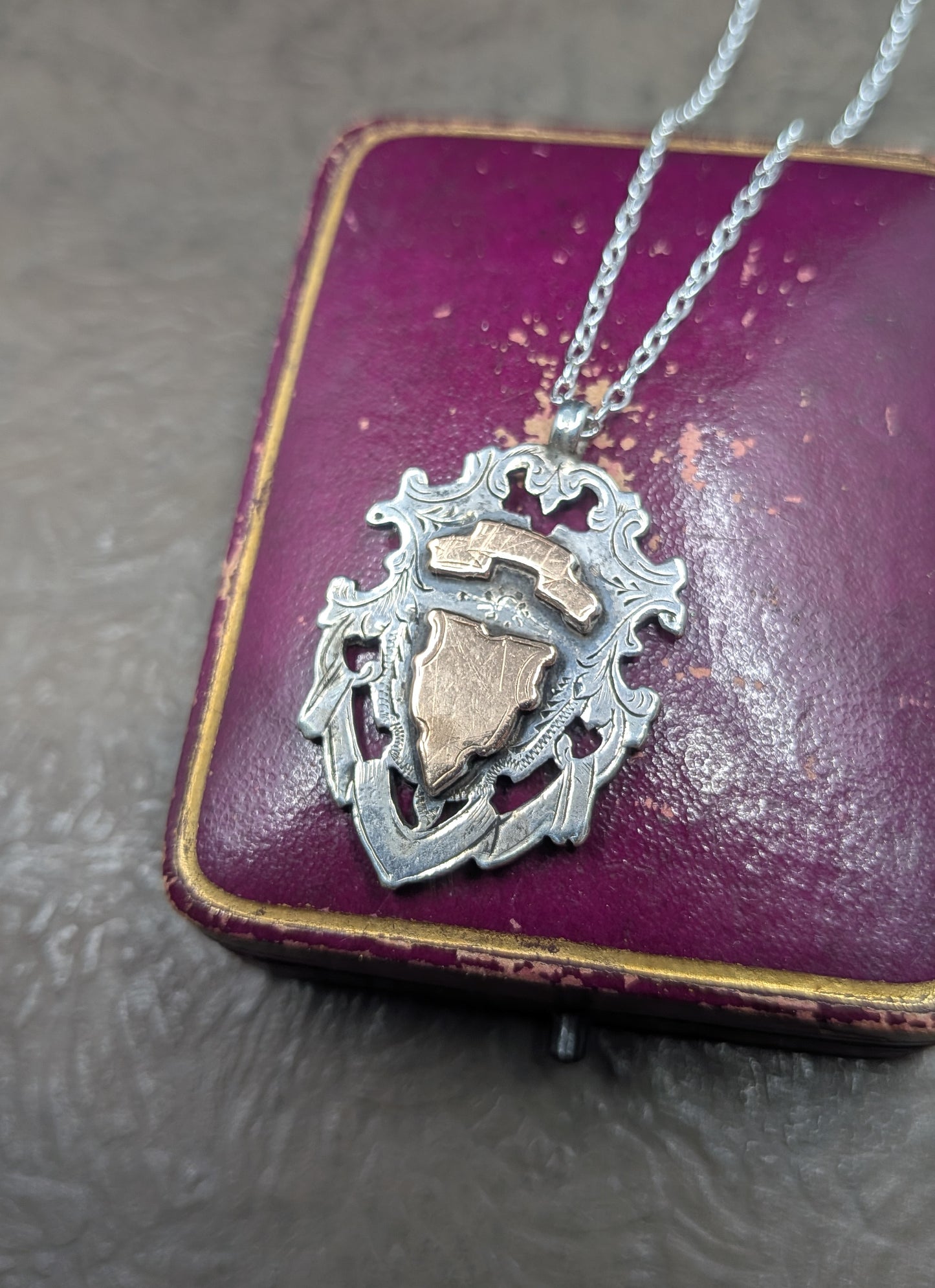 Antique Sterling Silver and Gold Fob Pendant