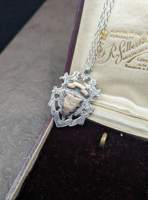 Antique Sterling Silver and Gold Fob Pendant